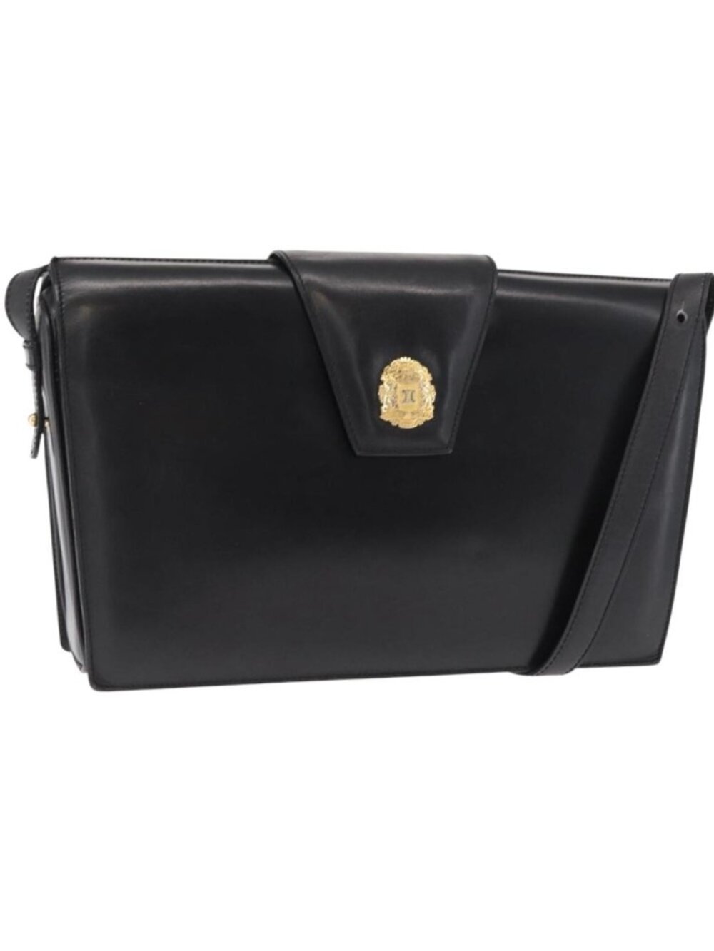CELINE Shoulder Bag Leather Black Gold